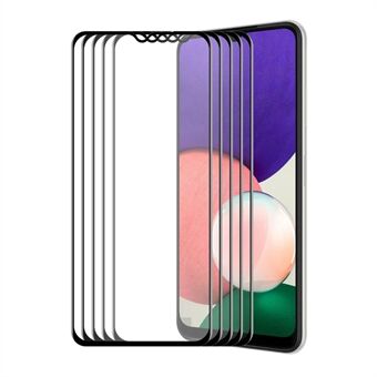 ENKAY 5 stk / sett komplett dekker silketrykk full lim 6D herdet glass skjermbeskytter for Samsung Galaxy A22 5G (EU-versjon)