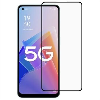 For Oppo A96 Boblefri eksplosjonssikker hellim silkeutskrift Fullskjerm herdet glass beskyttelsesfilm