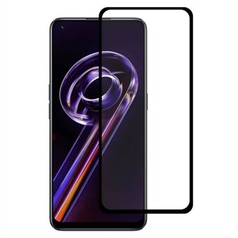 AMORUS For Realme 9 Pro + Silkeutskrift Ultra Clear Full Lim Herdet Glass Solid Defense Skjermbeskytter - Svart