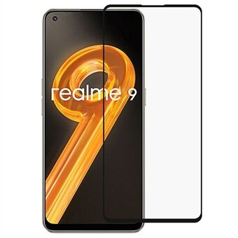 For Realme 9 Anti-sjokk Heldekkende Full Lim Telefon Skjermbeskytter Silke Utskrift Herdet Glass Film