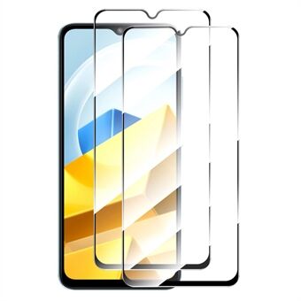 ENKAY HAT Prince 2stk / pakke for Xiaomi Poco M5 4G Full Dekning Full Lim 9H Anti-eksplosjon herdet glassfilm 0,26mm 2,5D Arc Edge Screen Protector