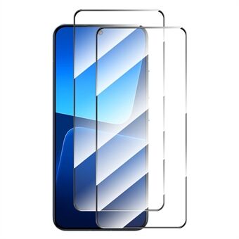 ENKAY HAT Prince 2stk / sett for Xiaomi 13 5G Sensitive Touch Eksplosjonssikker skjermbeskytter 0,26 mm 9H 2,5D Arc Edge Full Lim High Aluminium-silisium Glassfilm