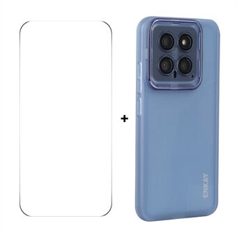 For Xiaomi 14 ENKAY HAT PRINCE-deksel matt TPU-telefondeksel med linsefilm + 9H glassbeskytter