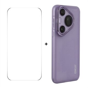 For Huawei Pura 70 ENKAY HAT PRINCE-deksel Matte TPU-telefonomslag med linsefilm + 9H glassbeskytter