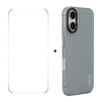 For iPhone 16 ENKAY HAT PRINCE Etui Translucent Matte TPU Støtsikkert Telefonetui med Skjermfilm