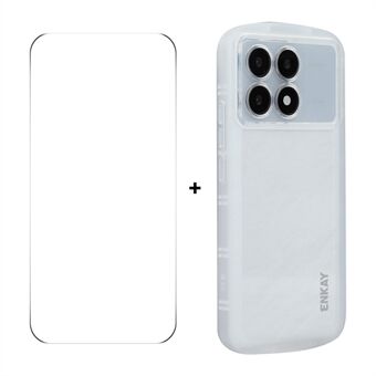 For Xiaomi Redmi K70 Pro 5G / Xiaomi Redmi K70 5G ENKAY HAT PRINCE Etui Fire Hjørner Støtsikkert Matt TPU Telefondeksel + 9H Glassbeskytter