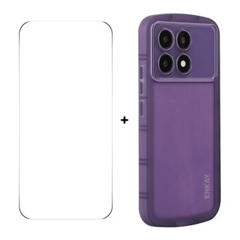 For Xiaomi Redmi K70 Ultra ENKAY HAT PRINCE Deksel Fire Hjørner Støtsikker Matt TPU Telefondeksel + 9H Glassbeskytter