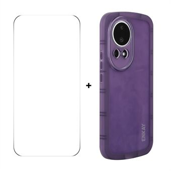 For Huawei nova 12 5G ENKAY HAT PRINCE Etui Fire Hjørner Støtsikkert Matt TPU Telefondeksel + 9H Glassbeskytter