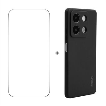 For Xiaomi Redmi Note 13R Pro 5G ENKAY HAT PRINCE Silikondeksel Rettkants Telefondeksel + 9H Glassbeskytter