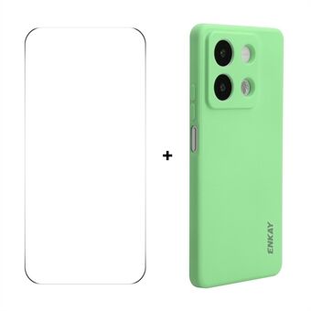 For Xiaomi Redmi Note 13 Pro 5G / Xiaomi Poco X6 5G ENKAY HAT PRINCE Silikondeksel Rett Kant Telefondeksel + 9H Glassbeskytter