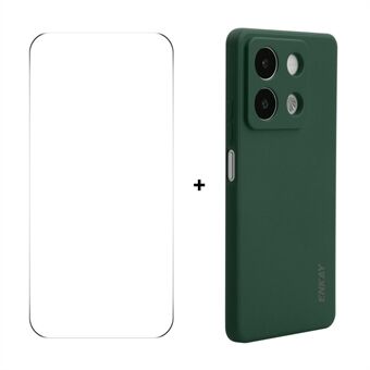 For Xiaomi Redmi Note 13 5G ENKAY HAT PRINCE Silikondeksel Rettkantet Telefondeksel + 9H Glassbeskytter