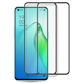 AMORUS 2stk / pakke Skjermbeskytter i herdet glass for Oppo Reno8 Pro (Kina) 5G, silketrykk full lim i full størrelse sekundær forsterkende film - svart