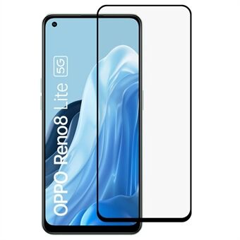 For Oppo Reno8 Lite 5G HD Klart herdet glassfilm Full deksel Scratch Anti-ripe Boblefri Silke Printing Screen Protector