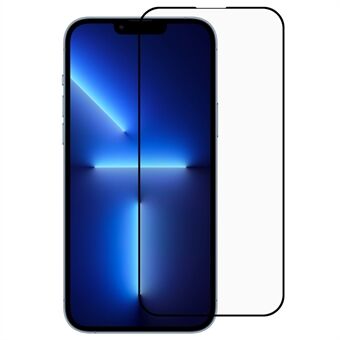 For iPhone 14 Pro Max 6,7 tommer 9D buekanter Full dekning Anti- Scratch skjermbeskytter Silketrykk Herdet glassfilm med støvtett nett