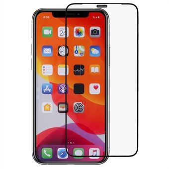 For iPhone 11 / XR 6,1 tommers Edge 9H høy aluminium-silisiumglass skjermbeskytter Silke utskriftskant Antistatisk HD-film med støvtett nett