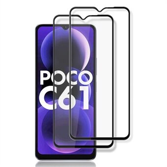 AMORUS 2 stk For Xiaomi Poco C61 4G / Redmi A3 4G Skjermbeskytter Herdet Glass Svart kantfilm - Svart