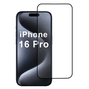 For iPhone 16 Pro 2.5D Skjermbeskytter Silketrykk Høyt Aluminium-Silikonglassfilm