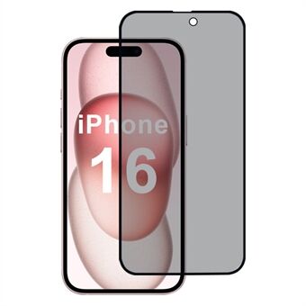 For iPhone 16 Personvernskjermbeskytter 2.5D Kant Høyaluminium-Silikonglassfilm