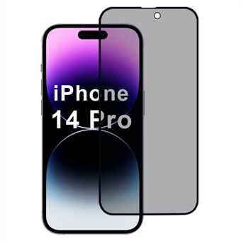 For iPhone 14 Pro Anti-Peep-skjermbeskytter 2.5D Full Dekning Høy aluminiums-silikonglass