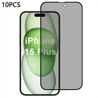 10 stk. / pakke For iPhone 15 Plus skjermbeskytter 28-graders anti-spion 2,5D silketrykk film