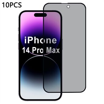 10 stk / pakke til iPhone 14 Pro Max skjermbeskytter, 28-graders anti-spion, 2,5D silketrykkfilm