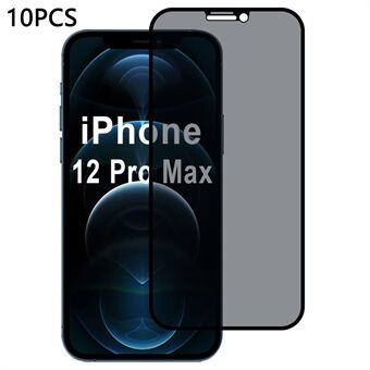 10 stk / pakke for iPhone 12 Pro Max skjermbeskytter 28-graders anti-spion 2,5D silketrykkfilm