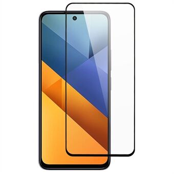 For Xiaomi Poco M6 4G Fullskjermbeskytter Herdet Glass Full Lim Silketrykks Skjermfilm