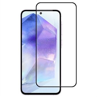 For Samsung Galaxy A55 5G Høyaluminiums-silikonglassfilm 2.5D silketrykk skjermbeskytter