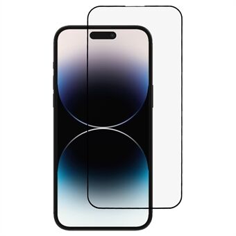 For iPhone 14 Pro Max Skjermbeskytter Ultra Klar Metallramme + Herdet Glassfilm