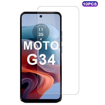 10 stk / pakke for Motorola Moto G34 5G skjermbeskytter høy gjennomsiktighet beskyttelsesfilm