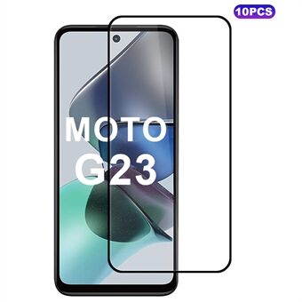 10 stk Skjermbeskytter i høy aluminium-silikonglass med silketrykk for Motorola Moto G23 4G