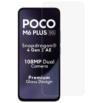 AMORUS For Xiaomi Poco M6 Plus 5G Skjermbeskytter 2.5D Buet Kant 9H Høyaluminiums-silikonglass Film