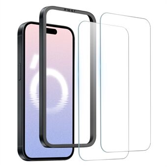 NORTHJO 2 stk A+ For iPhone 16 Plus Skjermbeskytter Ultra Klar Herdet Glassfilm med Installasjonsverktøy