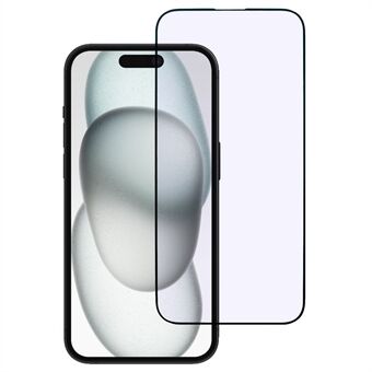 For iPhone 16 Pro herdet glassfilm lilla lys svart kant silketrykk skjermbeskytter med full lim