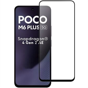 For Xiaomi Poco M6 Plus 5G AGC Glass Skjermbeskytter Full Lim Svart Kant Skjermfilm