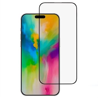 For iPhone 16 Plus Skjermbeskytter Full Lim Silketrykk Herdet Glassfilm