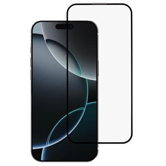 For iPhone 16 Pro Max Skjermbeskytter Stor Buekant Silketrykk Herdet Glassfilm Innebygd Støvbestandig Nett