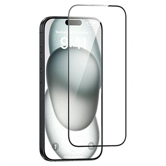 USAMS BH899 For iPhone 16 Plus Fullskjermsbeskytter 0,33mm Silketrykk Herdet Glassfilm