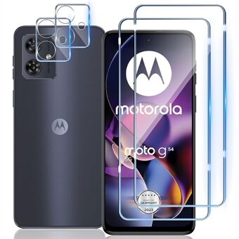 2 stk For Motorola Moto G64 5G / G54 5G Klar Herdet Glass Skjermbeskytter Anti-Eksplosjonsfilm + 2 stk Kameralinsebeskytter