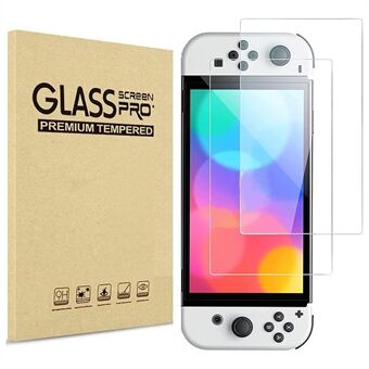 2 stk For Nintendo Switch OLED Herdet Glass Film 2.5D Buekant Klar Skjermbeskytter