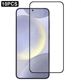 10 stk For Samsung Galaxy S25 Høyaluminium-silikonglassfilm Full Lim (Fingeravtrykksopplåsing)