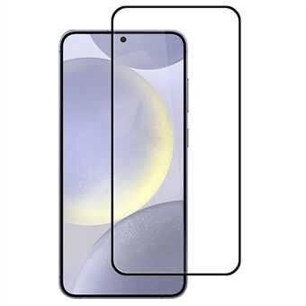 For Samsung Galaxy S25 Høyaluminiums-silikonglassfilm 2.5D Silketrykking (Fingeravtrykksopplåsing)