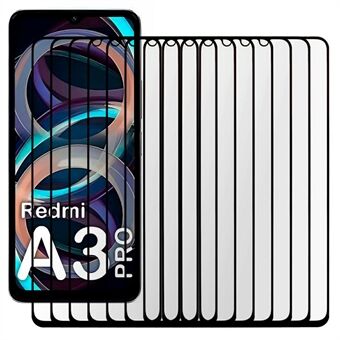 10 stk / sett For Xiaomi Redmi A3 Pro 4G Herdet Glass Full Skjermbeskytter 9H Hardhet