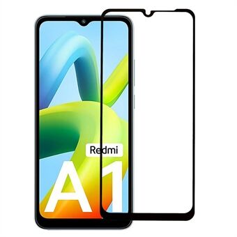 For Xiaomi Redmi A1 4G Full Dekning Silke Utskrift Skjermbeskytter Full Lim Herdet Glass Film