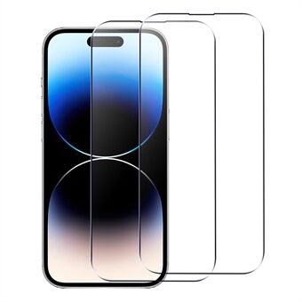 2 STK herdet glassfilm for iPhone 14 Pro, glatt 2.5D Arc Edge Super Clear Anti-eksplosjon skjermbeskytter