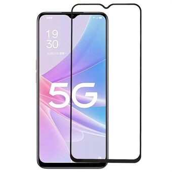 Anti-eksplosjonsskjermbeskytter for Oppo A58 5G, herdet glass hellim silkeutskrift svart Edge full dekkfilm