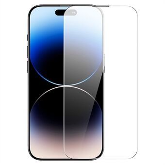 BASEUS For iPhone 14 Pro Max Anti-Støv Krystall Herdet Glass Skjermbeskytter Full Dekningsbeskyttelse Anti-Eksplosjon 0,3mm HD Klar Film