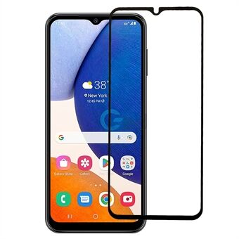 For Samsung Galaxy A14 5G Silkeutskrift Skjermbeskytter i herdet glass fulllim svart Edge antieksplosjon fullskjermfilm