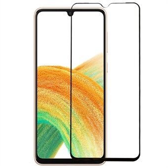 Herdet glassfilm for Samsung Galaxy A34 5G, silkeutskrift Anti-eksplosjon HD klar fullskjermbeskytter (full lim)