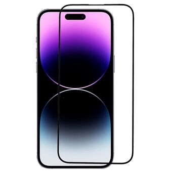 RURIHAI For iPhone 14 Pro 0,26 mm AGC Glass Skjermbeskytter 3D Carbon Fiber Edge Ultra Clear Full Lim Screen Film